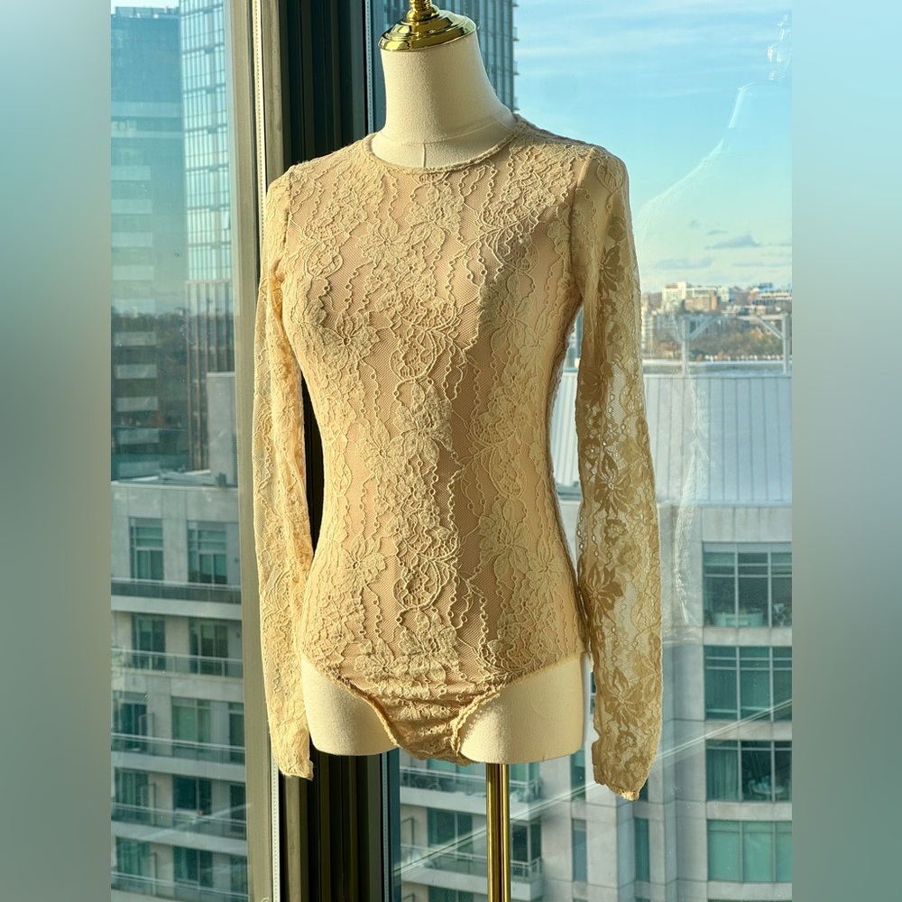 Zimmermann Beige Lace Long-Sleeve Bodysuit - Picture 3 of 16